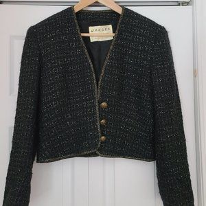 JAEGER UK Black & Gold Tweed Evening Jacket